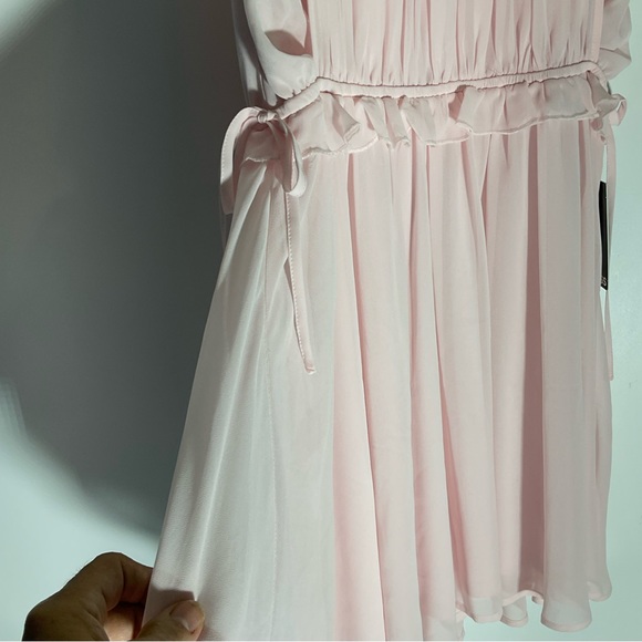 Express NWT’s Colorblock Pink & Red Cinched Waist Built-In Tube Top Dress Sz MD - Picture 11 of 15